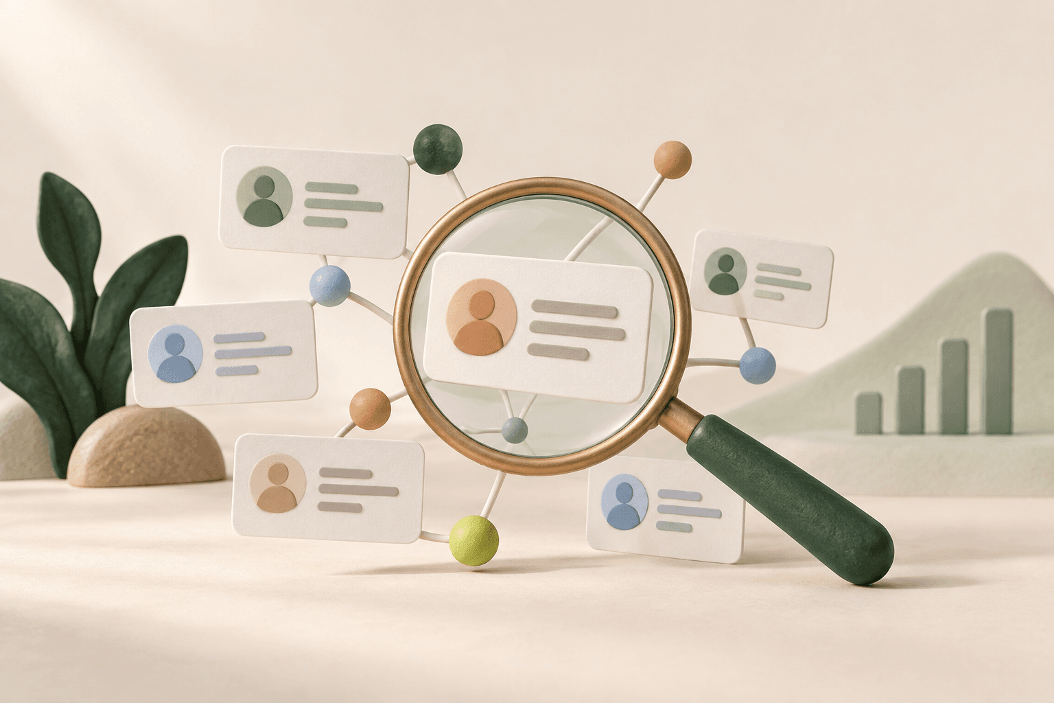 A magnifying glass exploring account signals